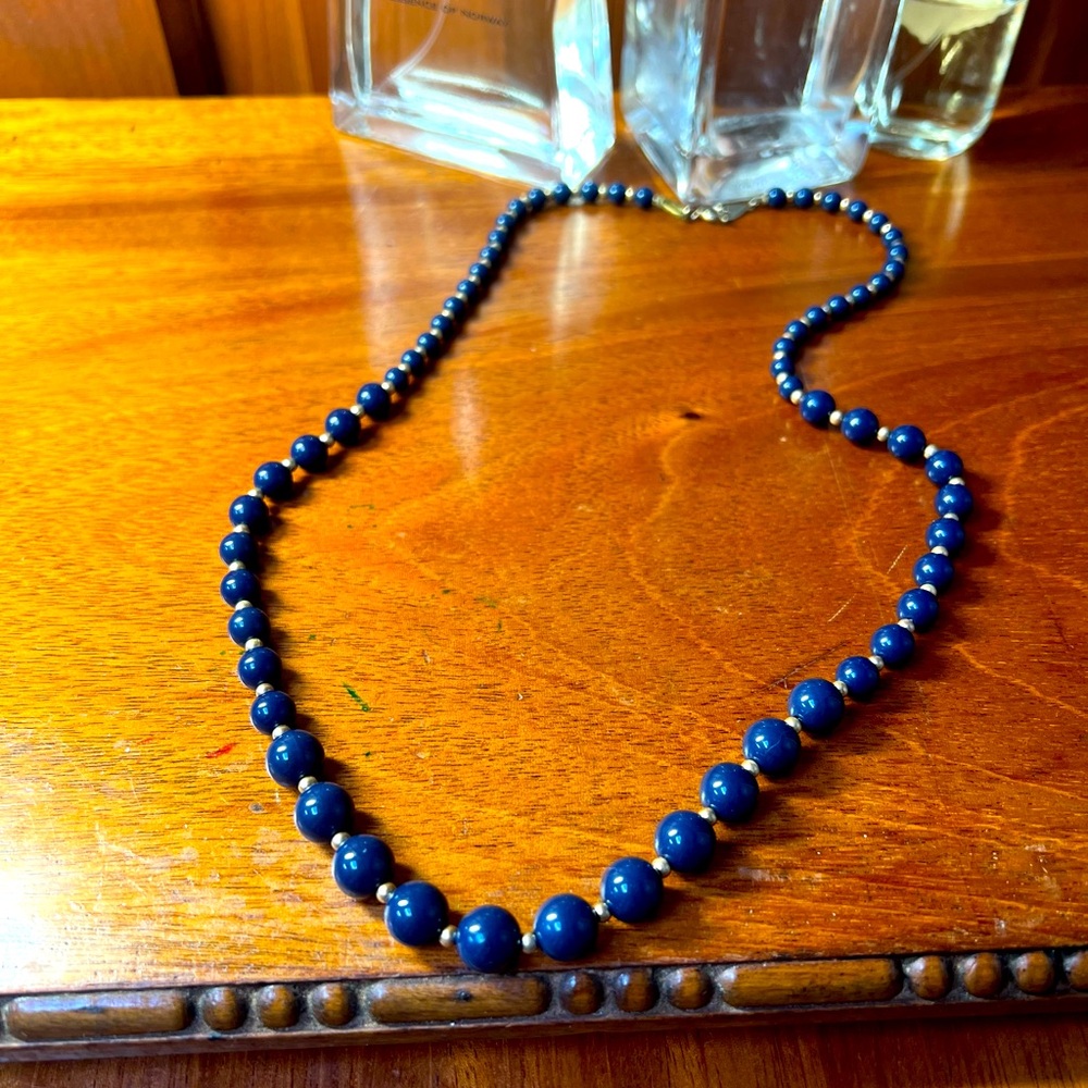 Vintage navy/gold bead necklace